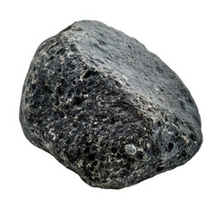 Fototapeta premium Dark lava stone with textured surface isolated on a clean Transparent background for study or display purposes, Lava stone isolated on PNG background