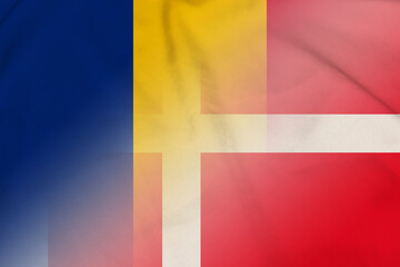 Naklejka premium Romania and Denmark state flag international relations DNK ROU