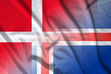 Fototapeta premium Denmark and Iceland political flag international contract ISL DNK