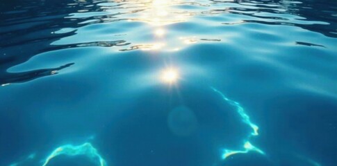 calm waters reflected blue light shimmering ripple, glassy surface, blue glow
