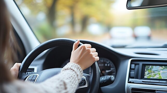 Woman driving a car - Powered by Adobe