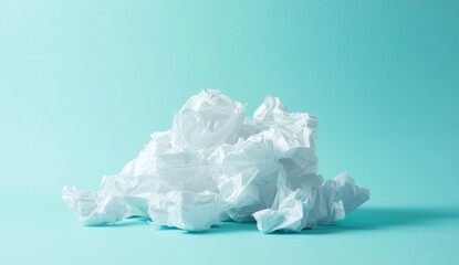 Obraz premium Crumpled white paper on mint background