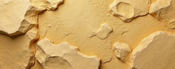 Close-up of rough textured warm beige walls featuring intricate patterns of abstracted rock formations, earthy, natural