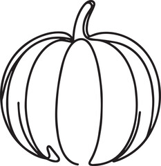 Pumpkin continuous line art drawing black vector