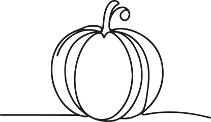 Pumpkin continuous line art drawing black vector
