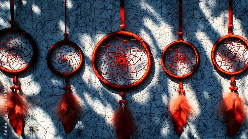 Aufkleber a dream catcher with feathers elegantly displayed against a soft background creating a serene and ar
