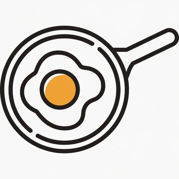 recommend clip art: Fried egg in pan simple graphic representation of cooking breakfast