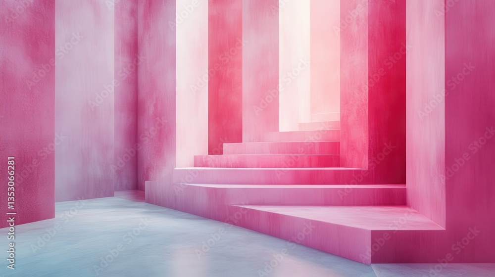 Aufkleber vibrant stepped walls create an artistic indoor space with pastel colors reflecting light beautifull