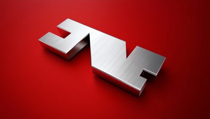 Metallic 3D Twisted Letter on Red Background