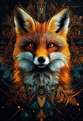 A Stunning And Colorful Artistic Portrait Of A Fox