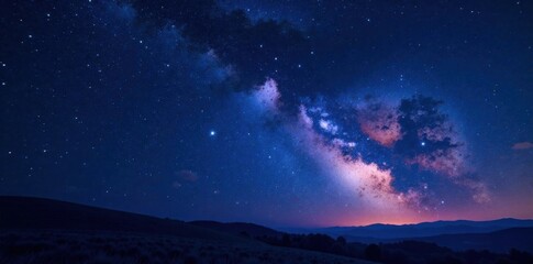 Fototapeta premium Dark night sky with stars and galaxy background, outer space, night