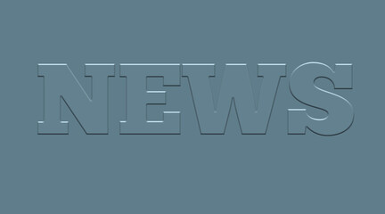 NEWS Text Graphic, Bold Gray Embossed Letters on Neutral Gray, Isolated Vector