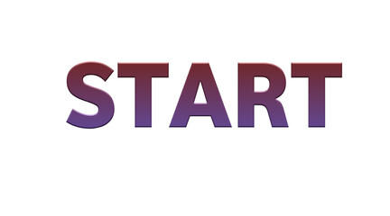 START Word in Gradient 3D Letters on White Background, Beginning Typography