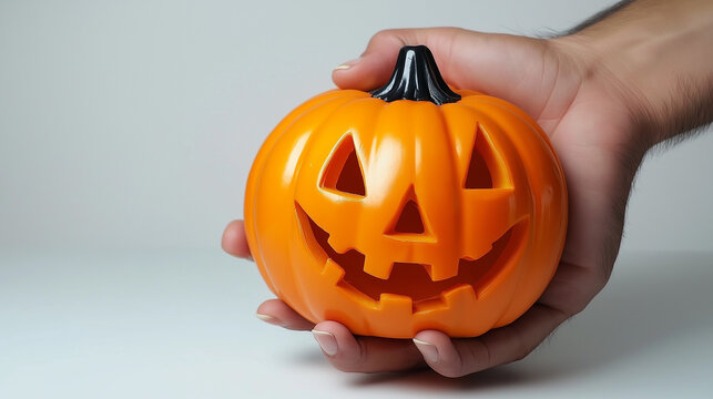 jack o lantern pumpkin, halloween jack o lantern, pumpkin in hand, hand holding a pumpkin