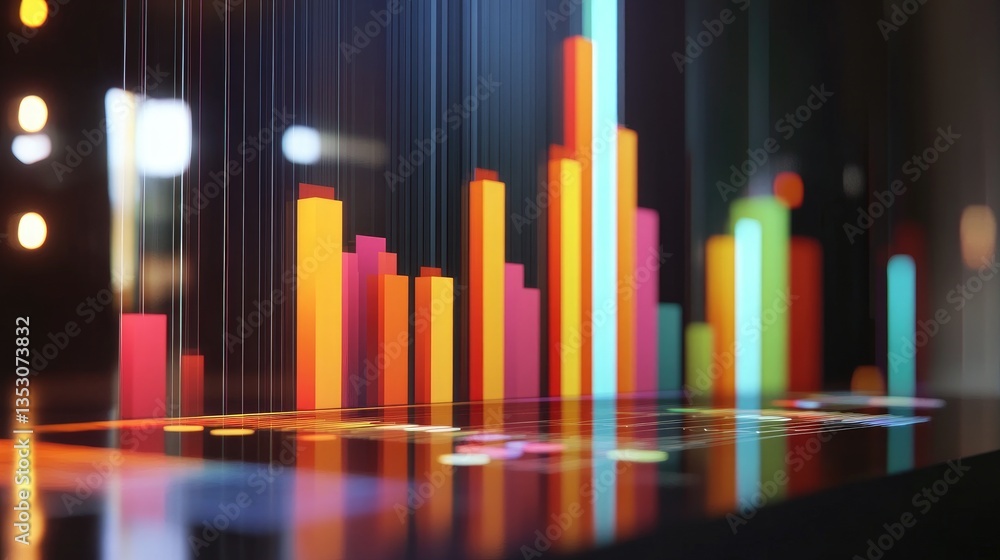 Poster an interactive d bar chart on a large touch-screen display, showcasing a breakdown of financial resu