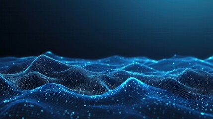 Digital Blue Wave Abstract Tech Background.
