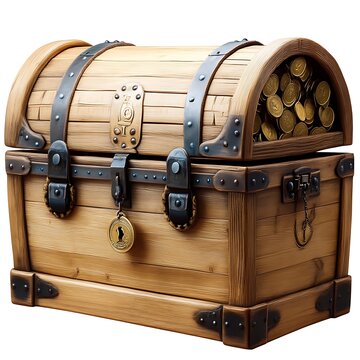 recommend clip art: Open Wooden Treasure Chest Filled with Gold Coins