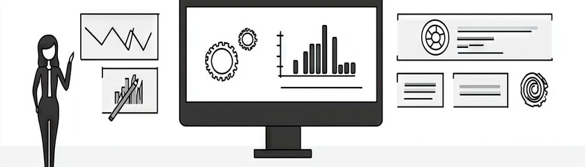 Obraz premium Woman Presenting Data On Monitor
