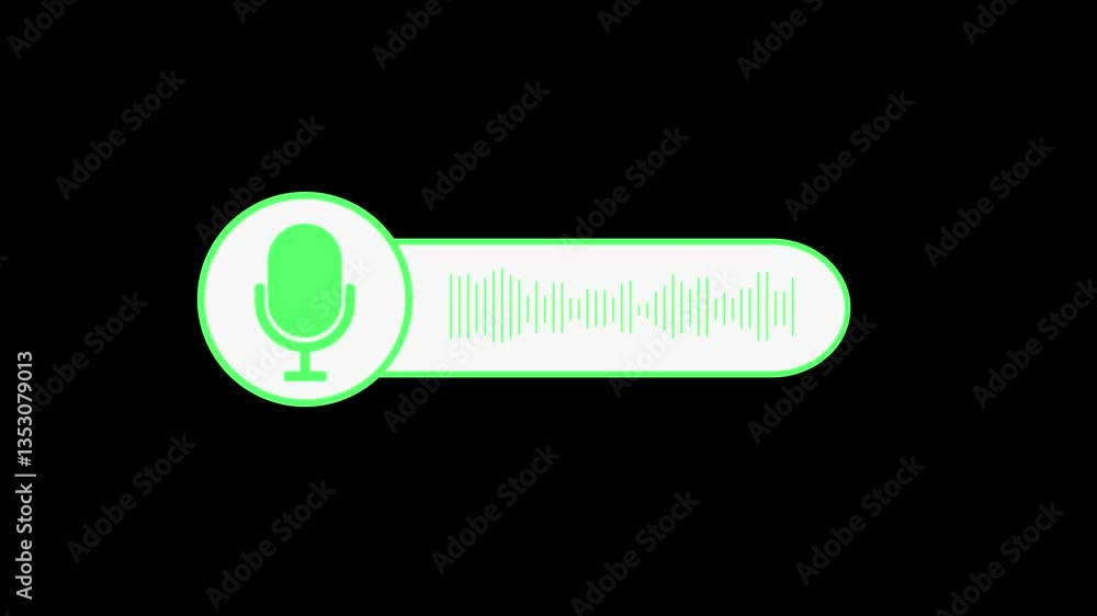 Poster voice recognition wave, voice message line graph with microphone, social media message. voice record