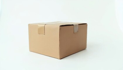 Sealed Cardboard Box on White Background