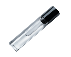 Elegant Glass Roll On Bottle with Black Cap Perfect for Essential Oils or Perfume Isolated on transparent