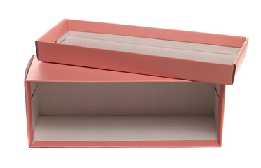 Open cardboard box for shoes isolated on white	