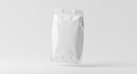 Display of a Simple Blank White Pouch Packaging for Branding Mockups