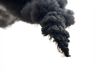 Abstract nuclear explosion with smoke and fire on a white background