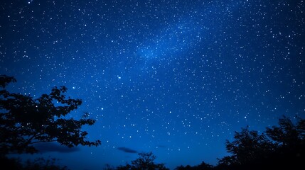 Naklejka premium 푸른 밤하늘을 수놓은 무수한 별빛, AI 생성
