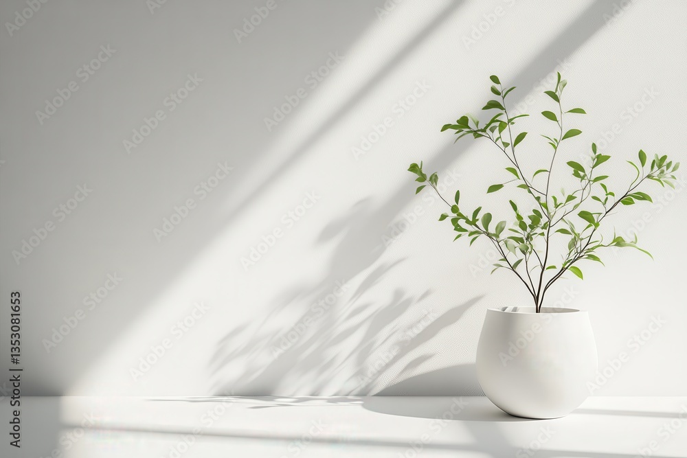 Aufkleber delicate white daisies casting gentle shadows on a bright surface in a serene indoor setting during 