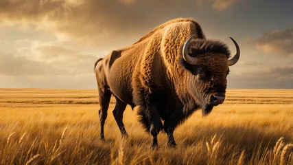 buffalo at sunset