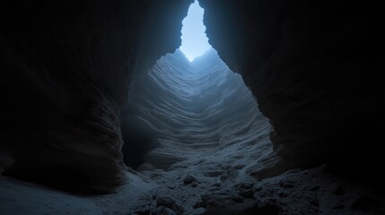 Cave opening to light.  Intricate rock formations