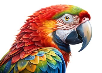 Obraz premium Vibrant Parrot Portrait: A stunning close-up portrait of a colorful parrot showcases its intricate feather patterns, expressive eyes, and unique beak.