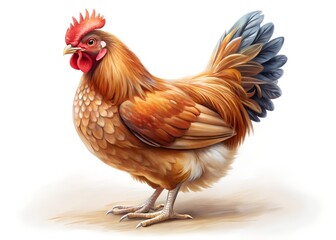 Fototapeta premium A Roost's Royalty: A vibrant rooster proudly struts, its plumage a rich tapestry of colors, exemplifying rural farm life and natural beauty.