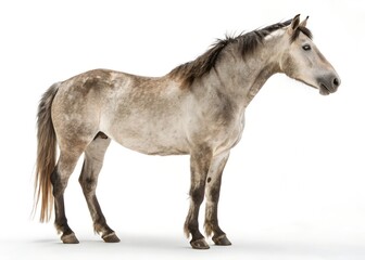 Obraz premium Graceful Horse in a Studio: A majestic grey horse stands poised, exuding an air of nobility and strength, its coat shimmering in the soft studio light.
