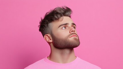 Fototapeta premium Close-up portrait of a man looking upward (1)