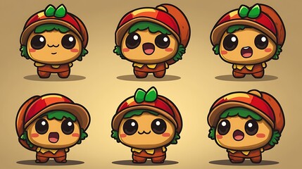 Several cute cartoon characters dressed in adorable little outfits