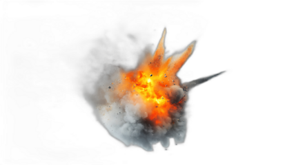 불꽃과 연기가 섞인 폭발 장면, AI 생성