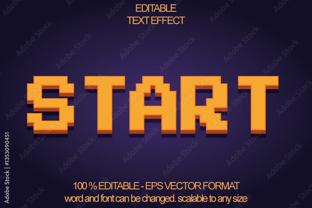 Fototapete editable text effect, pixel start style text effect