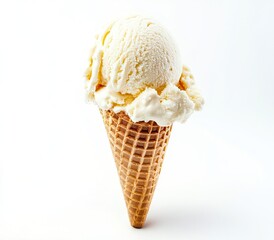 vanilla ice cream in a waffle cone