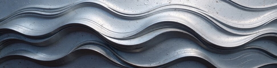 Metal silver texture with subtle wave pattern, resembling a futuristic cityscape at dusk , wave, silver, futuristic
