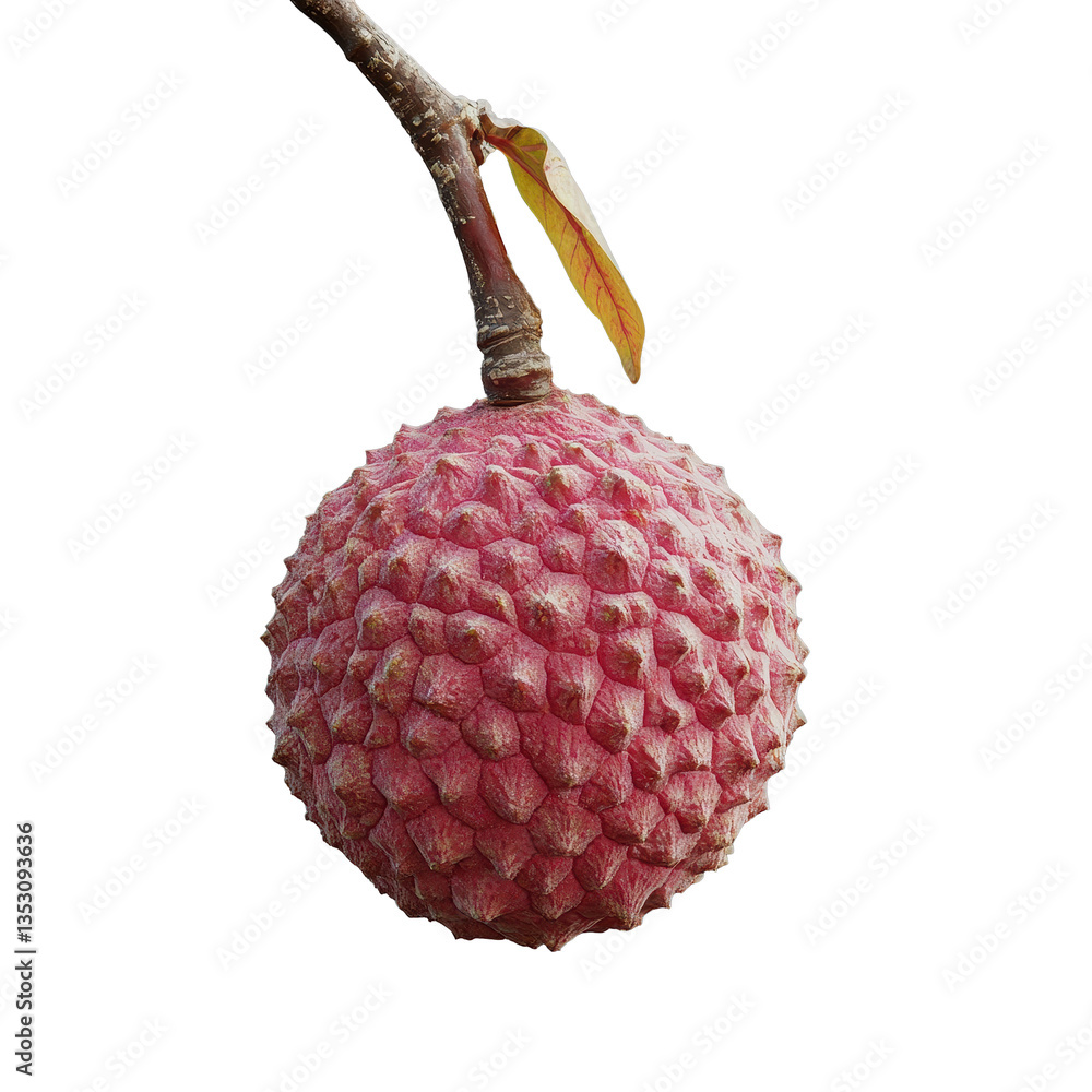 Poster fresh lychee fruit hanging from a branch, showcasing its unique texture and vibrant color, lychee is