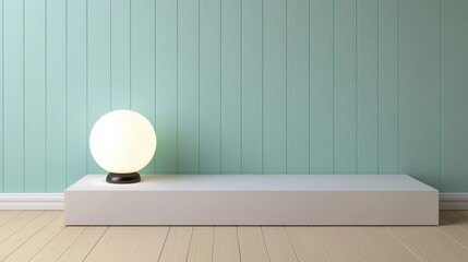 Empty White Display Shelf in a Pastel Green Room