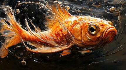 Oil-covered fish struggles in polluted waters amidst climate change concerns