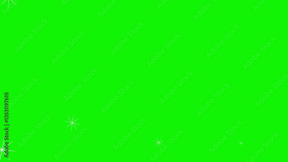 Poster white shining sparkle stars animation with a green background blinking star luxury green screen anim
