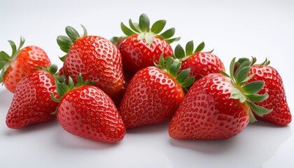 Bunch of Strawberry on the table, white background
