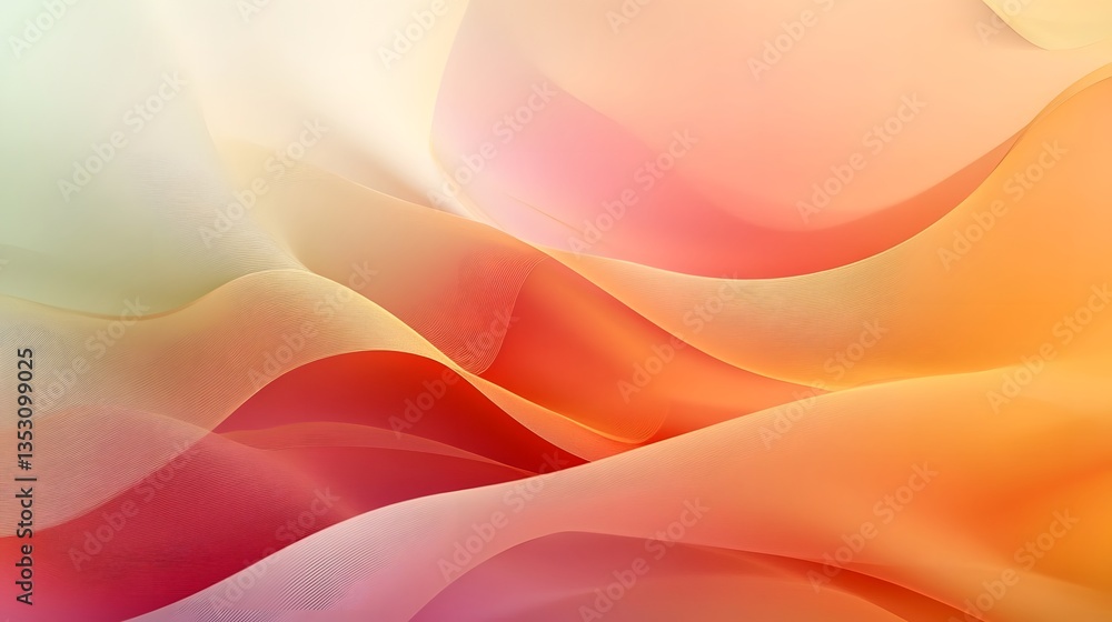 Poster abstract waves of soft pastel colors flowing gently, creating a serene and calming background effect