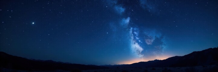 Shining stars scattered across the velvet blackness of a star-filled evening sky , sky, darkness, night