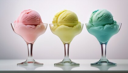 Glasses of ice cream. White background