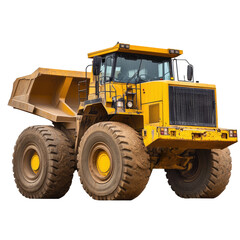 Heavy Duty Yellow Construction Vehicle with Large Bucket on transparent background

